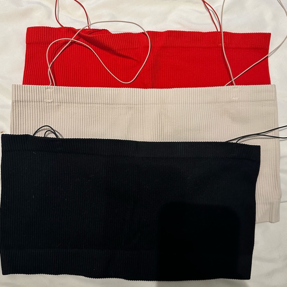 Set of 3 Ribbed Bandeau Bralette (L)
